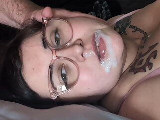 facial amateur DD Sadie Sucks, Lactates and Swallows Stepdad's Cum blowjob