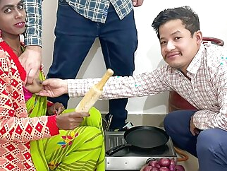 gangbang threesome First time sex with bhabhi in kitchen with two dever's threesome sex asian